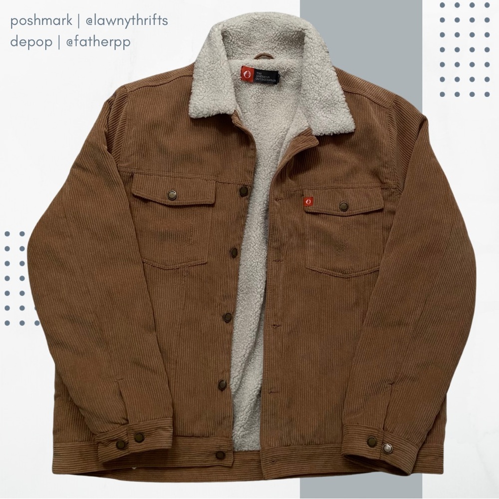The American Outdoorsman Mens XL Toffee Corduroy Jacket Faux Sheepskin